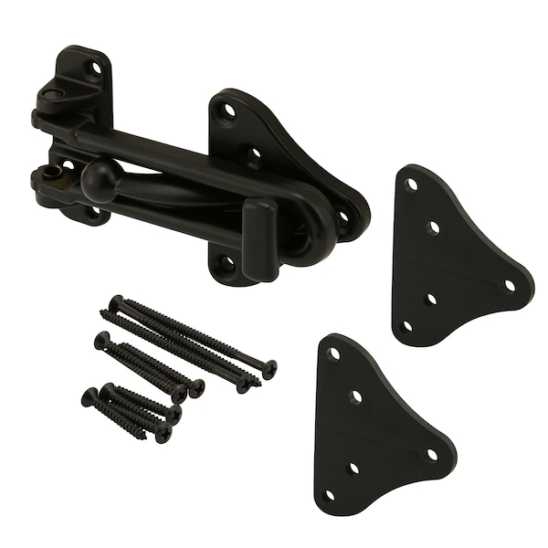 Swing Bar Door Guard with High Security Auxiliary Lock, Matte Black Finish (Single Pack)